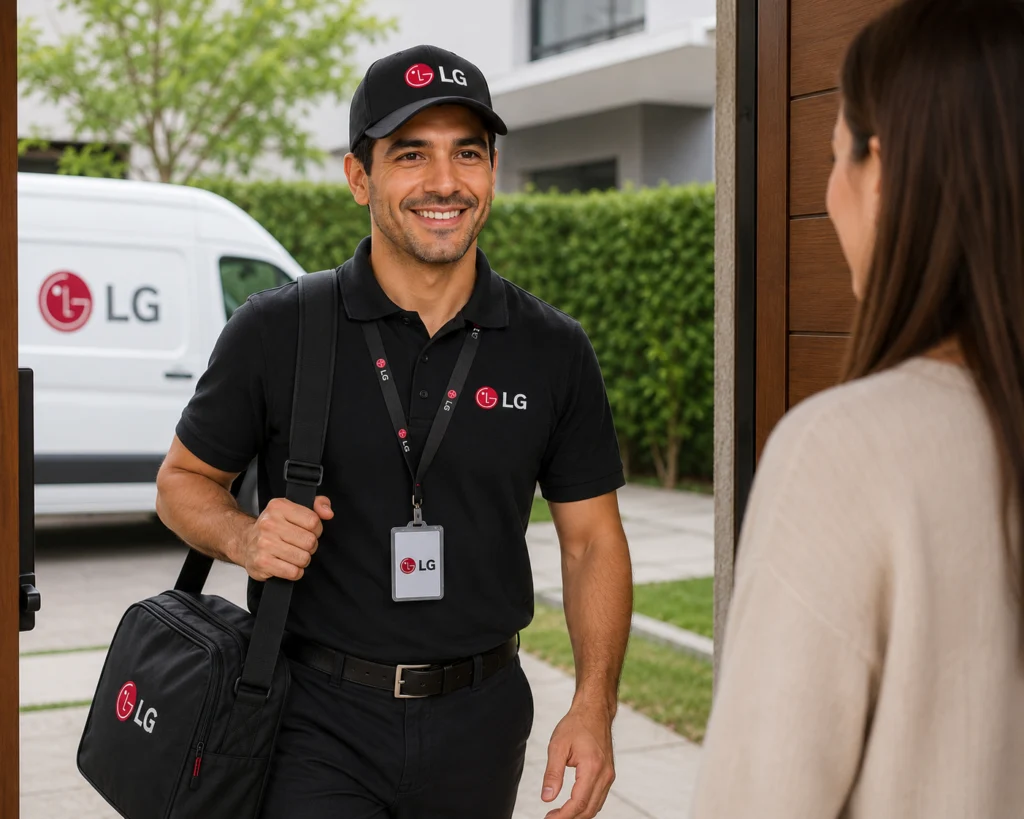 Técnico autorizado LG llegando a un domicilio en Guayaquil