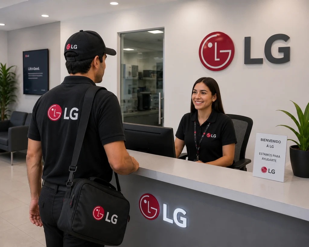 Técnico autorizado LG documentando una reparación en Guayaquil